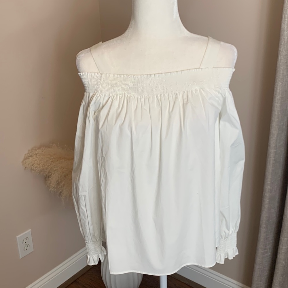 Loft white cold shoulder top